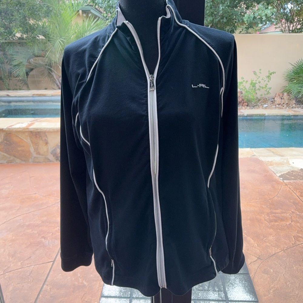 Lauren Ralph Lauren woman’s active track jacket full zip black and white SZ L‎